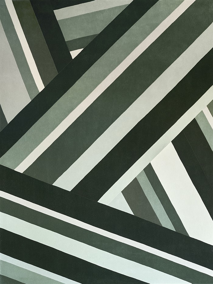 Mint colored geometric design rug by Erik Lindstrom