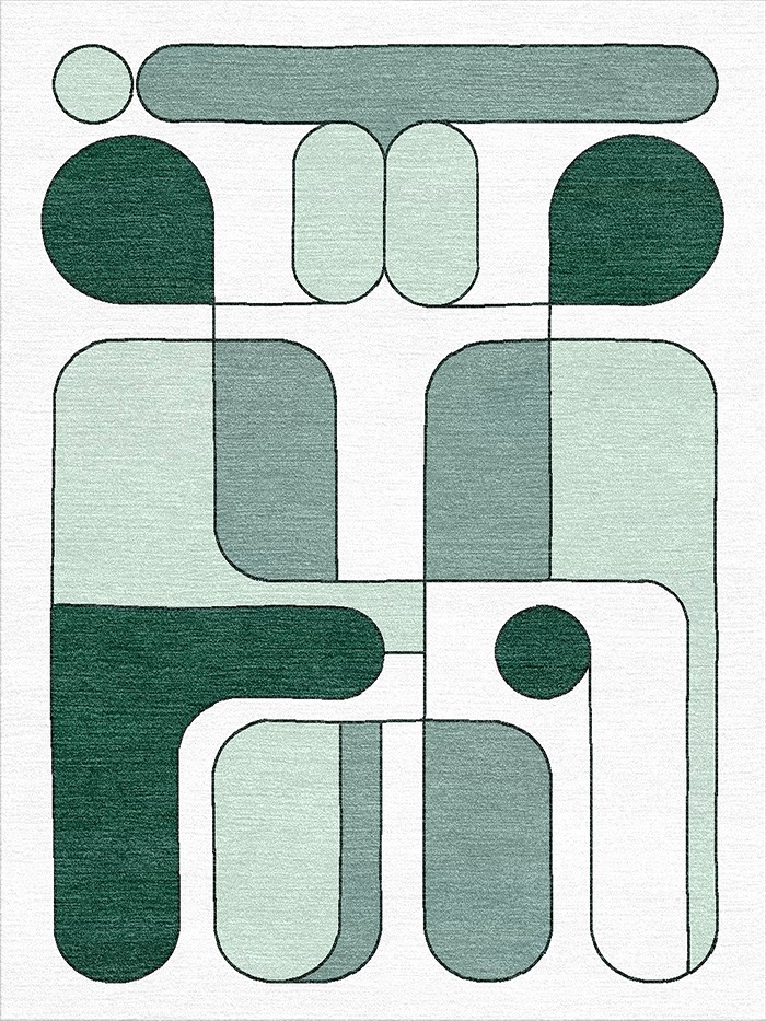 Hand knotted artisanal grey, green and sage rug 