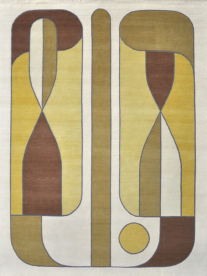 Hand knotted marigold geometric artisanal rug  RODGER STEVENS
