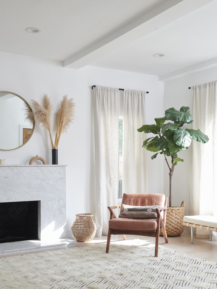 Black and White Textural Rug in Living Room